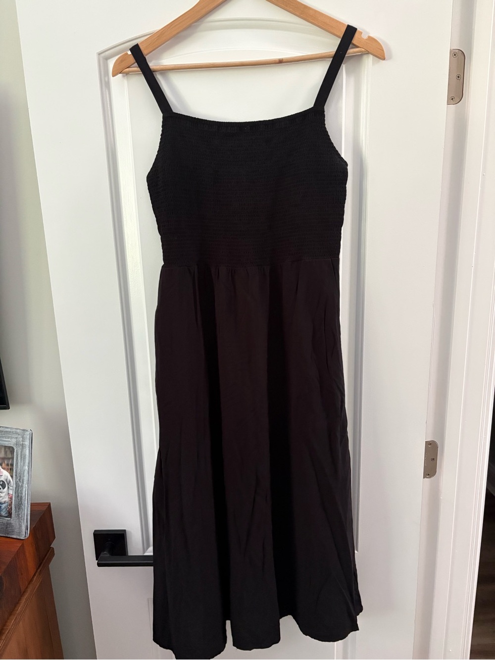 Old Navy Black Smocked Bodice Midi Dress